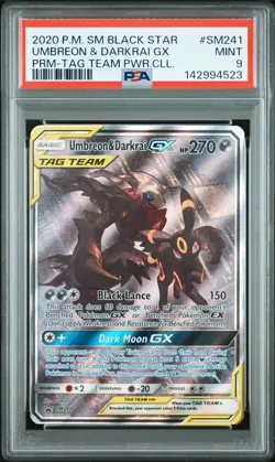 Pokemon Umbreon & Darkrai GX Tag Team Powers Coll. Full Art Promo SM241 PSA 9 - Image 1