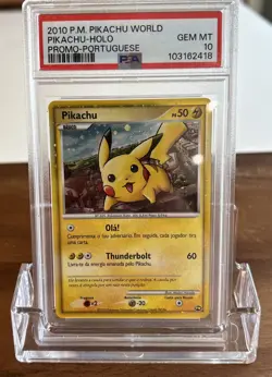 Pokemon Pikachu World Coll. PORTUGUESE Holo Promo PSA 10 Gem Mint - Image 1