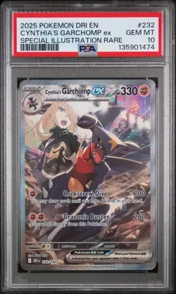 2025 POKEMON DRI EN-DESTINED RIVALS #232 CYNTHIA'S GARCHOMP EX PSA 10 - Image 1