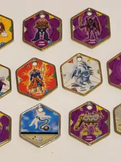 Lot of 14pc Takahashi Yu-Gi-Oh! Hexors Collectible Battle Tile Game Medallions - Image 3