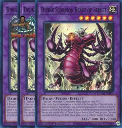 Yugioh! 3x Divine Scorpion Beast of Serket MZTM-EN005 Super Rare 1st Ed NM - Image 1