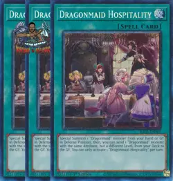 Yugioh! 3x Dragonmaid Hospitality RA03-EN068 Collector's Rare 1st Ed NM - Image 1