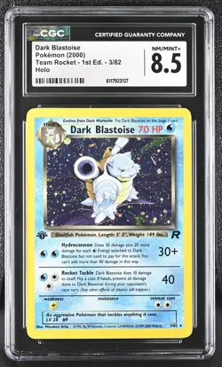 CGC 8.5 Dark Blastoise Team Rocket 1st Edition 3/82 Holo Pokemon Card - Image 1