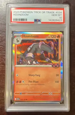 Pokemon TCG Houndoom 🎃 Stamped Holo Card 034/198 Trick or Trade 2023 PSA 10 - Image 1