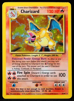 1999 Charizard #4/102 Base Set LP/MP Back Creased Pokemon Card - Image 1