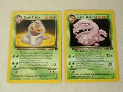 Lot 2 Pokemon Rare Non Holo Team Rocket Cards: Dark Arbok & Dark Weezing *USED* - Image 1