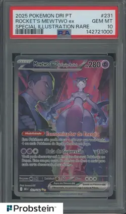 2025 Pokemon DRI Portuguese Special Illustration Rare Rocket's Mewtwo ex PSA 10 - Image 1