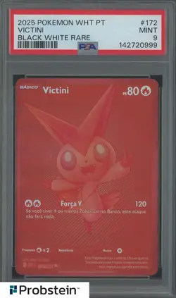 2025 Pokemon WHT Portuguese Black White Rare #172 Victini PSA 9 MINT - Image 1