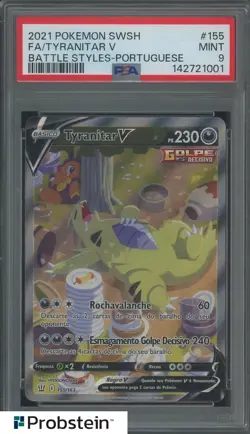 2021 Pokemon SWSH Battle Styles Portuguese #155 FA Tyranitar V PSA 9 MINT - Image 1