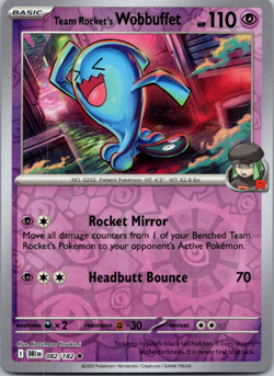 Team Rocket's Wobbuffet 082/182 Destined Rivals Reverse Holo Pokemon - Image 1