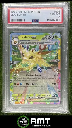 Leafeon ex PSA 10 2025 Pokemon Prismatic Evolutions #006/131 7487 - Image 1