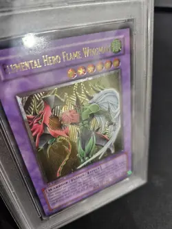 Yugioh PSA 7 Elemental Hero Flame Wingman TLM-EN035 1st Edition Upper Deck Error - Image 2