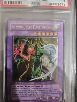 Yugioh PSA 7 Elemental Hero Flame Wingman TLM-EN035 1st Edition Upper Deck Error - Image 3