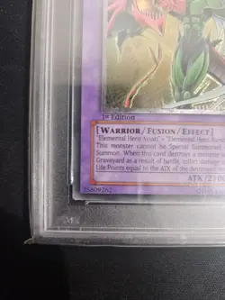 Yugioh PSA 7 Elemental Hero Flame Wingman TLM-EN035 1st Edition Upper Deck Error - Image 4