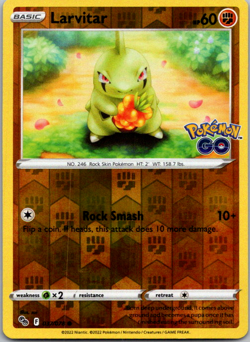 Larvitar 037/078 2022 Pokemon GO Pokemon Card TCG Reverse Holo Common - Nm/Vlp - Image 1