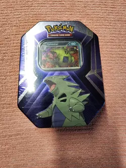 Pokemon TCG Triple Whammy Tin Tyranitar Sealed w/ Promo Cards & Booster Packs - Image 1