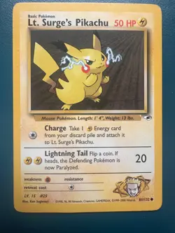 Gym Heroes Lt. Surge's Pikachu - Pokemon Common Card - Image 1