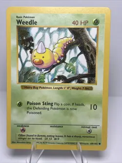 LP Weedle Shadowless 69/102 Regular/Non-Holo Base Set AUTHENTIC Pokemon Card - Image 1
