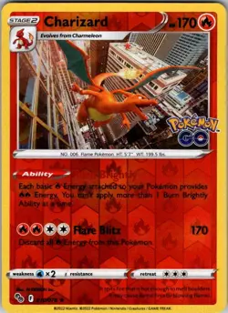 Charizard Reverse Holo Holo Rare Pokemon GO 010/078 MP - Image 1