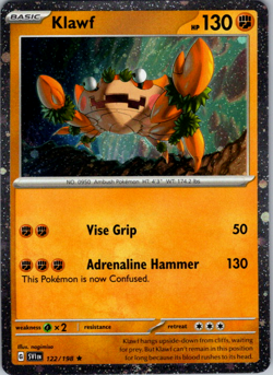 Klawf 122/198 Cosmo Holo Black Star Promo Pokemon TCG Scarlet & Violet - Image 1