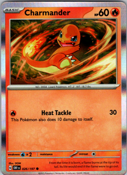 Pokemon TCG Charmander SV03: Obsidian Flames 026/197 Holo Promo Promo NM - Image 1