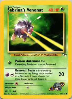 Sabrina's Venonat 096/132 Common Gym Heroes LP Pokemon TCG - Image 1