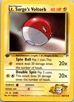 Lt. Surge's Voltorb 084/132 Gym Heroes MP Pokemon TCG - Image 1