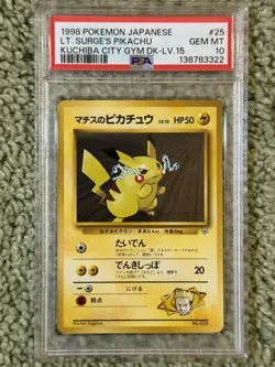 1998 Pokemon Kuchiba City Gym Deck Lt. Surge's lv 15 Pikachu PSA 10 POP 106 - Image 1