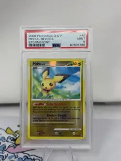 2008 POKEMON DIAMOND & PEARL STORMFRONT #45 PICHU REVERSE PSA 9 POP 19 No 10's - Image 1