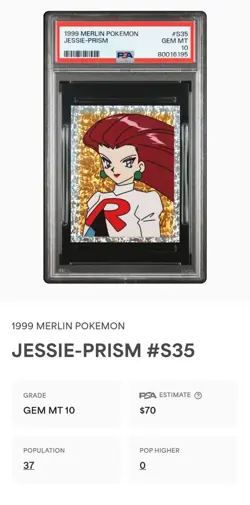 Jessie 1999 Merlin Pokemon Prism #S35 PSA 10 NM - Image 5