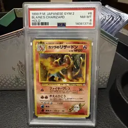 Pokemon Blaine’s Charizards Japanese Holo Rare PSA 8 NM-MT - Image 1
