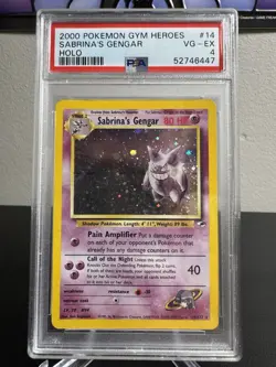Sabrina’s Gengar Holo #14 PSA 4 - 2000 Pokemon Gym Heroes 💫SWIRL - Image 2