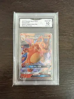 Pokemon 2019 Charizard GX Sun & Moon SM211 Hidden Fates Tin GMA 10 GEM MNT Grade - Image 1