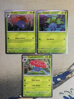 Oddish 001 + Gloom 002 + Vileplume 003 - Phantasmal Flames - Cosmo HOLO Set - Image 1