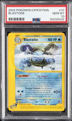 2002 POKEMON EXPEDITION #37 BLASTOISE PSA 10 - Image 1