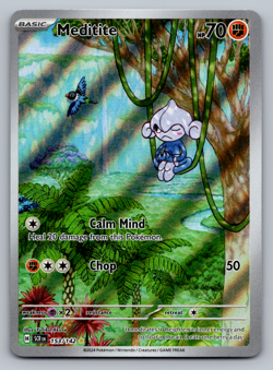 Meditite Pokemon Stellar Crown 153/142 Full Art Illustration Rare NM - Image 1