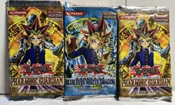 3 Old 1996 YUGIOH Sealed Blue Eyes White Dragon Pack & 2 1st Pharaonic Guardian! - Image 1