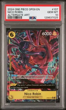 Nico Robin Alternate Art PSA 10 - One Piece OP09-107 Emperors English 2024 - Image 1