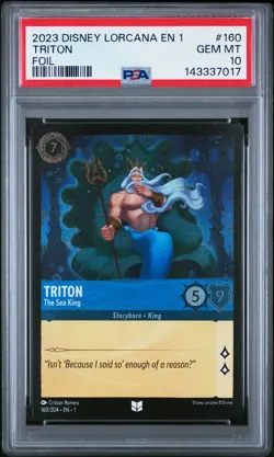 2023 DISNEY LORCANA EN 1-THE FIRST CHAPTER FOIL TRITON - THE SEA KING PSA 10 - Image 1