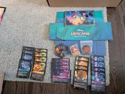 Disney Lorcana Whisper In The Well Promo Pin Lore Counter Promo Cards x4ea & Box - Image 1