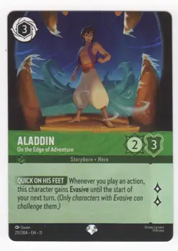 Disney Lorcana Winterspell ALADDIN On the Edge of Adventure Epic Foil #211/204 - Image 1