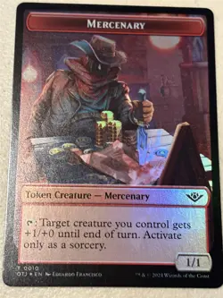 mtg foil token Construct // Mercenary, 0003/0010, Outlaws of Thunder Junction - Image 2