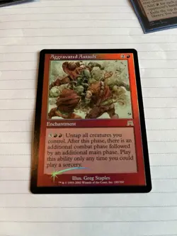 Mtg Aggravated Assault Onslaught Foil Mint/Near Mint Condition - Image 1