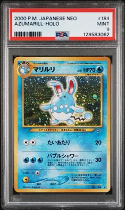 Azumarill #184 Holo Rare Japanese Neo Genesis 2000 Pokemon Vintage PSA 9 Mint - Image 1