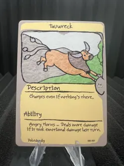 Tauwreck (Tauros) #128 First Edition First Print PokeDoodly Fan Art Pokemon - Image 1