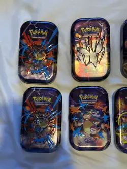 Pokemon TCG 7x Mega Heroes Mini Tin Bundle EMPTY NO PACKS - Image 2