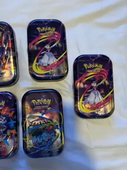 Pokemon TCG 7x Mega Heroes Mini Tin Bundle EMPTY NO PACKS - Image 3
