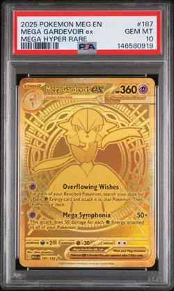Pokemon 2025 Mega Gardevoir ex 187 Gold Hyper Rare Mega Evolution GEM MT PSA 10 - Image 1