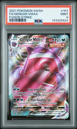 2021 POKEMON SWORD & SHIELD FUSION STRIKE #157 FULL ART/GENGAR VMAX PSA 9 - Image 1