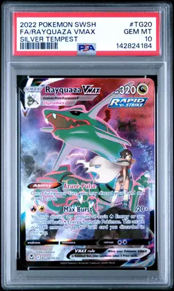 2022 POKEMON SWORD & SHIELD SILVER TEMPEST #TG20 FULL ART/RAYQUAZA VMAX PSA 10 - Image 1